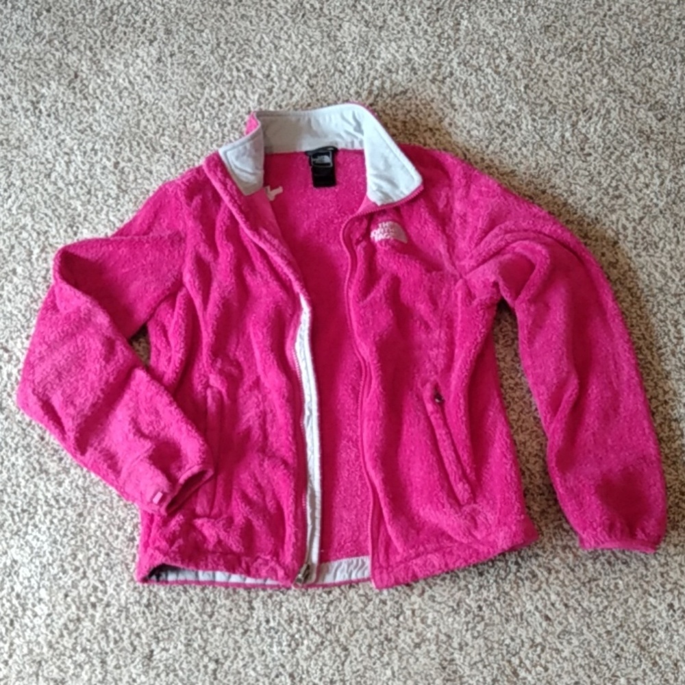 North Face pink fuzzy fleece zip up